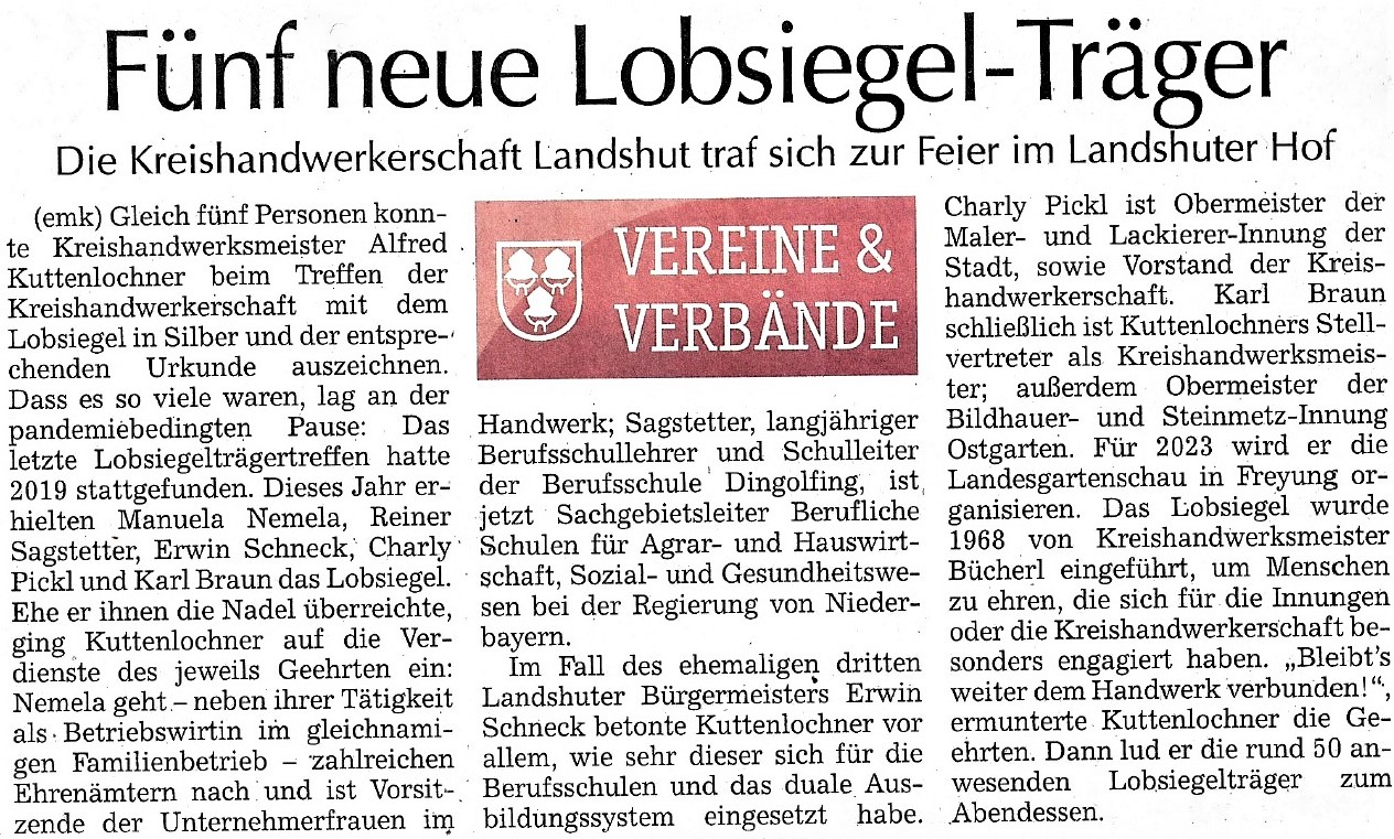 Fünf neue Lobsiegelträger